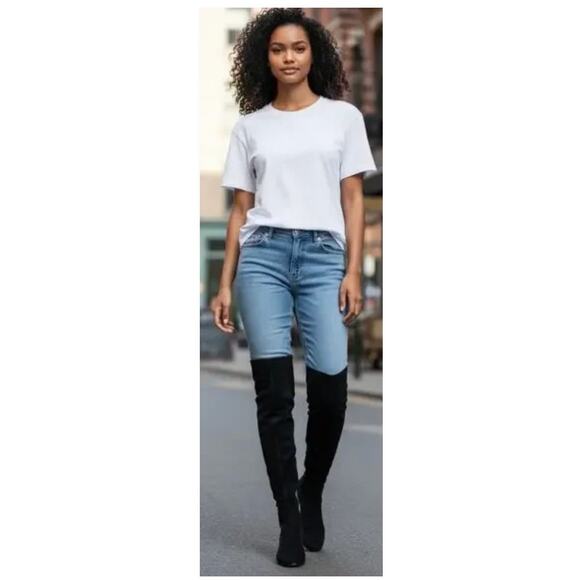 J.Crew Black Over-the-Knee Stretch Suede Flat Riding Boots Women’s Size 11 - Picture 1 of 12